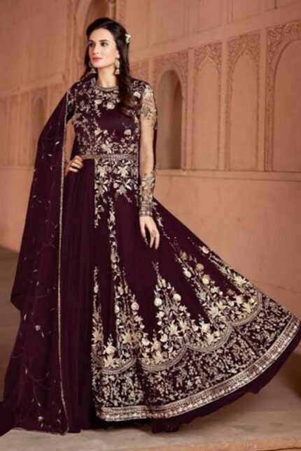 MARUNE DESIGNER SUIT PARTY WEAR WITH HANDMADE ETHNIC WORK